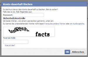 Facebook Sicherheitsabfrage